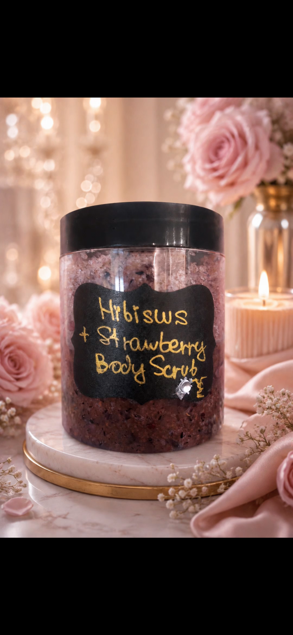 Hibiscus & Strawberry Raw Sugar + Pink Salt Body Scrub